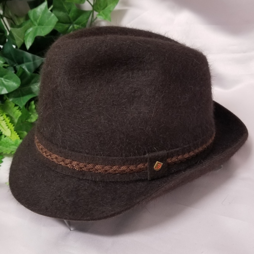 Barbisio Vintage Brown Fur Felt Fedora with Braid Trimmed Crown - Picture 12 of 13